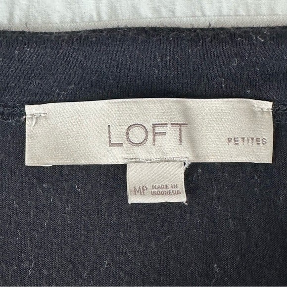 Loft Black Long Sleeve Blouse - Size MP - Sheer Swiss Dot Sleeves - Picture 7 of 8